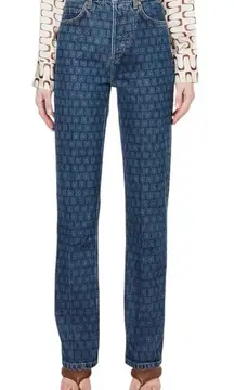 Reformation Cynthia Geometric Straight-Leg High-Rise Denim Jeans Size 26 New