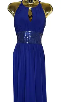 R & M Richards Royal Blue Midi Dress Size 4P Petite NWT