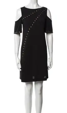 NWT. $1280 VERSACE COLLECTION COLD SHOULDER Shift Dress Black Size: M | US8 IT44