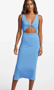 Blue Reversible Ribbed Dress