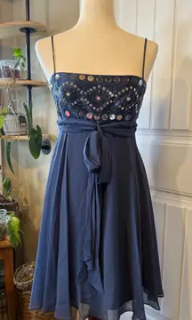 BCBGMAXAZRIA Navy Blue Embellished Strapless Party Dress Size 2