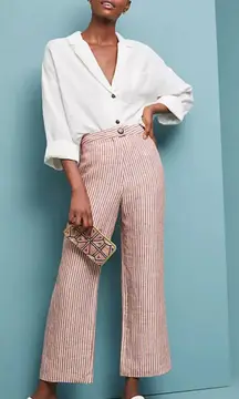 NWOT $365 Mara Hoffman Red/White Striped Arlene Cropped Pant Size 2