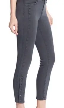 🌞J Brand Suvi Chrome Black Wash Cropped Ankle Button Detail Denim Jeans #S