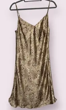 Audrey 3+1 Snake Print Satin Slip Dress Large