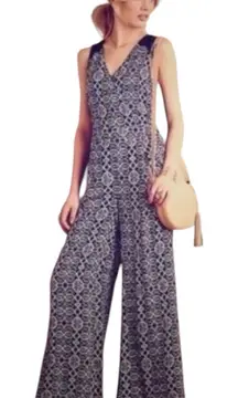 Anthropology Elevenses Wide Leg Sleeveless Womens Jumpsuit Size 4 Abstract Print