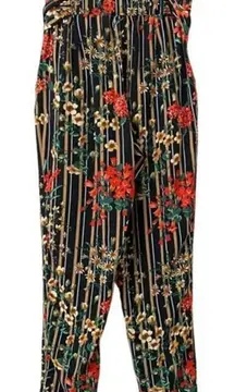 ZARA Floral Trousers with‎ Bow Belt Sz XS