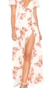 Privacy Please Cream "Rebecca" Floral Casual Maxi Dress Size Small