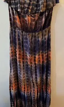 Poetry Strapless Maxi Dress Tie Dye Boho Hippie Size Large 6073B2 Colorful Light