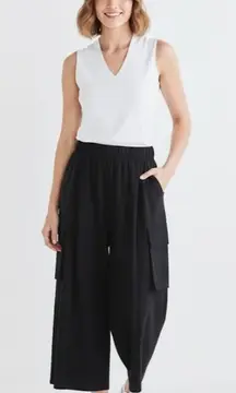 NWT Ruti The Cargo Skirt Pants in Black Lightweight Wide Leg Pant L/XL $259