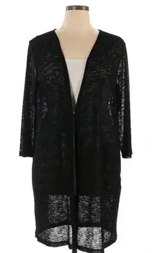 Jones Studio Timeless Classic Black Semi Sheer 3/4 Sleeve Cardigan Plus Size 1X