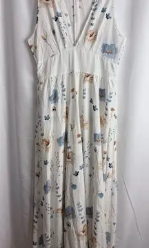 H&M White and Blue Floral Maxi Dress