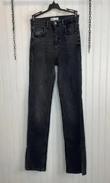 NWOT Zara Black High Rise The Skinny Slit Hem Jeans Womens Size 2