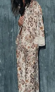 NWT Zara Guipure Print Multicoloured Top And Trouser Size XL Co Ord Set