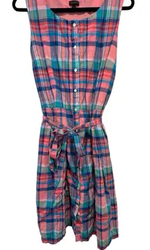 Talbots‎ plaid belted madras tank dress size 12