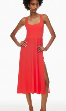 Aritzia Wilfred Market Slit Dress Squareneck Midi Tank Jersey Dress Red Size M