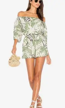 shady fronds off shoulder romper Playsuit with pockets size medium