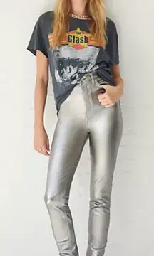 Free People We the Free Phoenix Coated‎ High-Rise Skinny Jeans in Silver Size 27