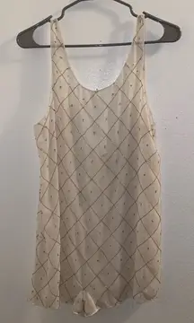 Free People Sequin Boho New Years Sexy Romper Size XS/S Ivory