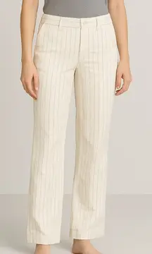 GAP Women Wide Leg Striped Cropped Pants Size 4 White Tan