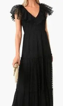 Tuckernuck Dress Giselle Onyx Tulle Mesh Formal Maxi Gown Black Size L