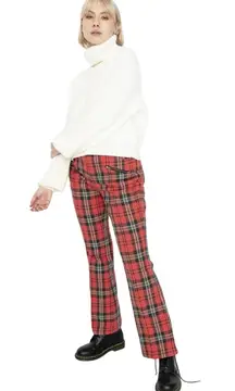 RVCA x STELLA MAXWELL Ramone Red Plaid Midrise Pant size 28