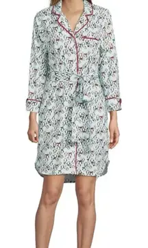 Lands' End Flannel Sleepshirt Women's 14-16 Penguin‎ Print Tie Button Up