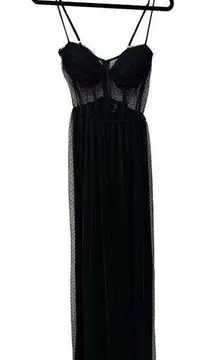 Windsor  Size Small Black Mesh Dot Corset Top Gown Dress Spaghetti Strapped NWOT