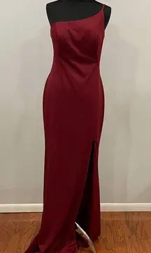 La Femme 28176 Burgundy One Shoulder Gown 12