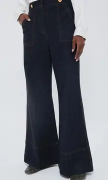 Tuckernuck x India Hicks Wide Leg Jeans Size 4 NWT High Rise Dark Wash $198