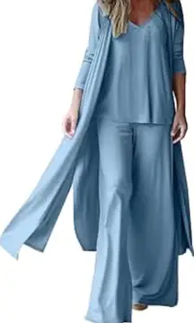Rachel Ashwell luxury pajama set 3 piece size L light blue