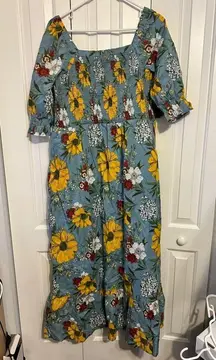 Joanie Clothing Cinna Square Neck Floral Print Midaxi Dress NEW 12