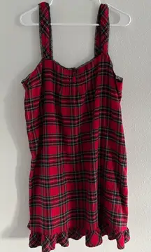 Lauren Ralph Lauren Red Tartan Plaid Women Large Flannel Dress Nightgown Festive