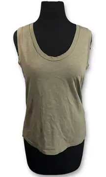 Theory Olive Green Sleeveless Scoop Neck Basic Tank Top Women's Size M