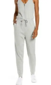 Juicy Couture women French Terry Zip Front Tank Jogger Grey Jumpsuit M