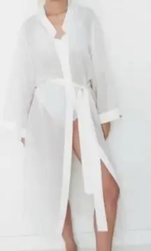 Lunya Washable Silk Chiffon Kimono Robe Sz M