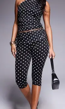 Kaiia exclusive double layered slinky mesh foldover waistband capri trouser