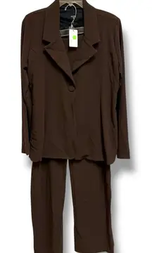 Olian Women's Brown Blazer Pants Suit Set Business Casual Career L Maternity