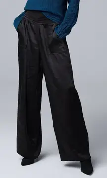 Simply Vera Vera Wang Pants Size S Womens Black Satin Wide Leg Pull-on NWT
