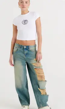 The Ragged Priest Distressed Goliath Low Rise Jean in Green Hue Women’s Size 28