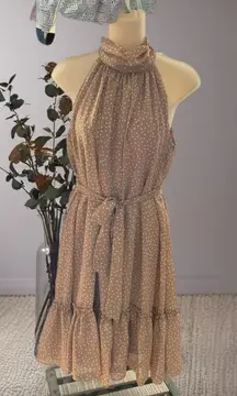 Taylor Brown Polka Dot Backless Dress