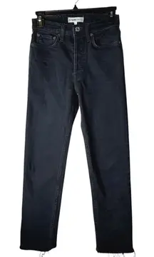 RE/DONE Jeans Wome 24 Black Washed Noir Comfort Stretch High Rise Stove Pipe