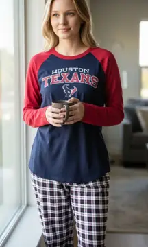 NWT NFL Houston Texas Teton Top And Plaid Pant Pajama Set XL