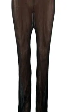 Calvin Klein Black Rib Sheer Mesh High Waisted Swim Cover up Trousers Pants Sz S