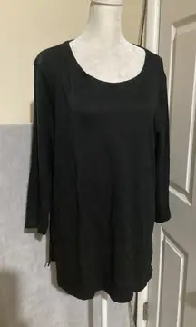 Chicos The Ultimate Tee Black 3/4 Sleeve Scoop Neck Top Women Size 2 Large