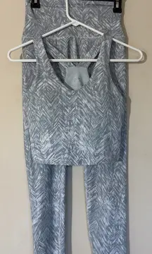 RBX Reebox 2pc Abstract‎ Chevron Activewear Workout Yoga Running Set Women Small