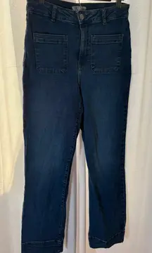 BAGATELLE Jeans Womens 29 Blue Patch Pockets Wide Leg Crop High Rise Sailor 478‎