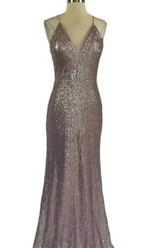 AQUA Women's Formal Dress Size 4 Purple Sequined Sleeveless Long Evening Gown