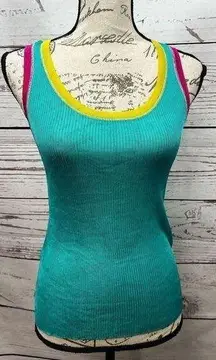 BCBGirls large bright pink/green/yellow tank top - 2828