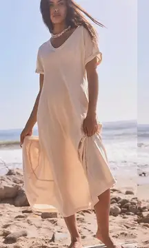 NEW Free People Meadow Tee Maxi Dress Neutral Cream Au Lait Medium Oversize Boho