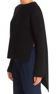 Brochu walker black wool blend asymmetrical knit sweater